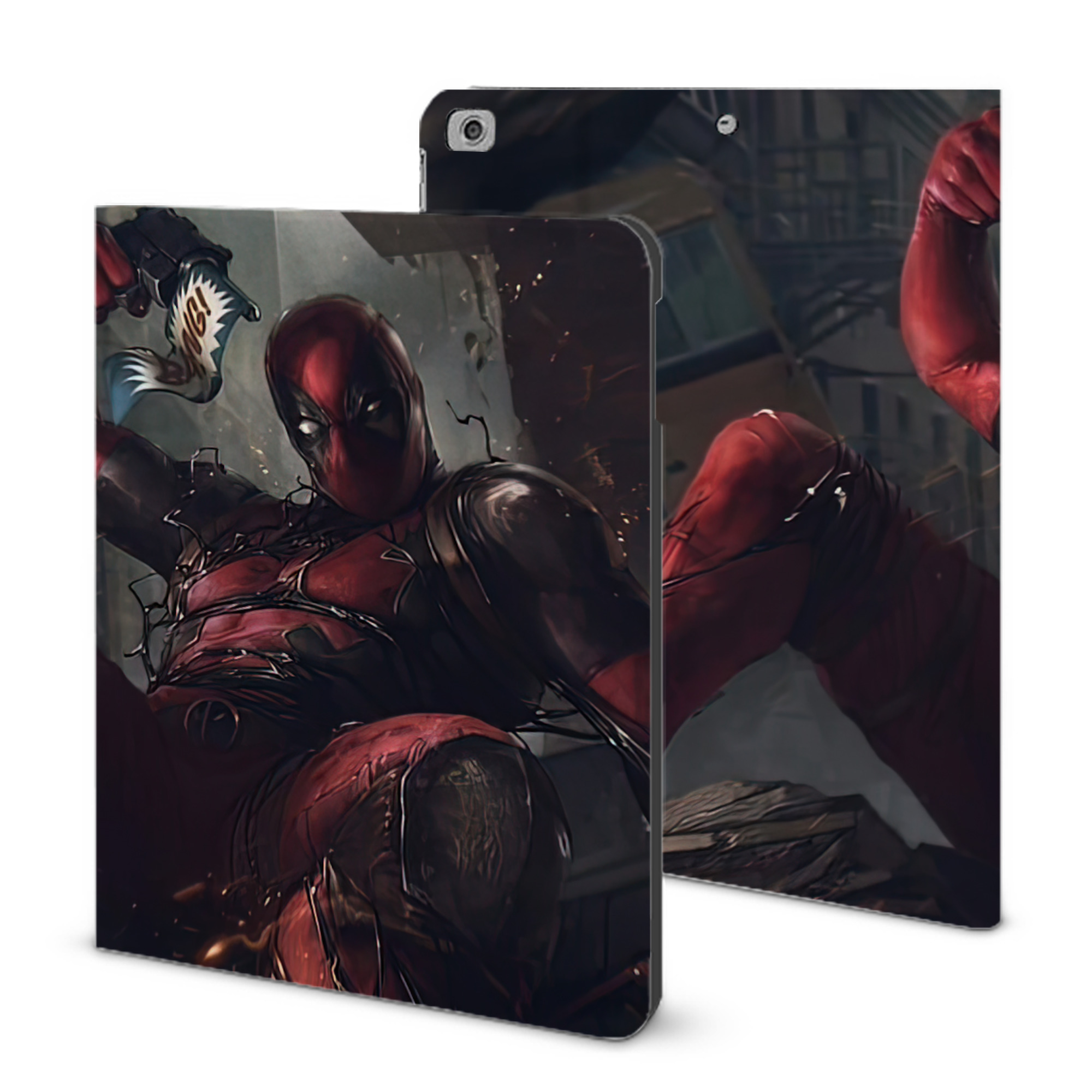 （画像用） Deadpool デッドプール IPad ケース ブック型 PUレザー TPU 耐衝撃 軽量 薄型 ペン収納なし 全面保護 IPad 各モデル対応